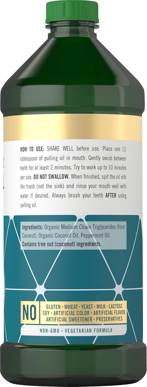 Carlyle Pulling Oil for Teeth & Gums | 16 Fl Oz Pack of 2 | Coconut & Mint | Non-GMO & Alcohol Free
