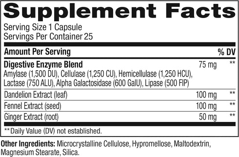 OLLY Beat The Bloat Capsules, Digestive Support Enzymes Supplement for Women, 25 Count