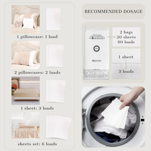 Silk Detergent Sheets for Delicates, Eco-friendly, Fragrance Free, 30 Sheets, 60 Loads, Gentle Silk Wash