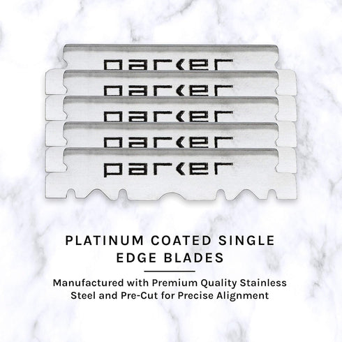 Parker PTB Professional Straight Razor with Replaceable Blades + 5 Parker Platinum Half Blades, All-Stainless-Steel