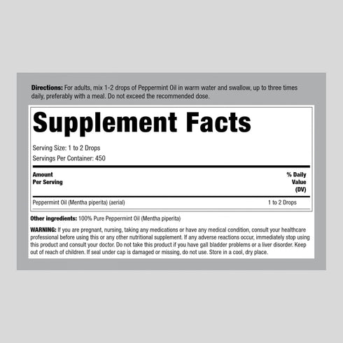 Piping Rock Oil of Peppermint Liquid | 15 ml Drops | Pure Ingestible Supplement | Non-GMO, Gluten Free