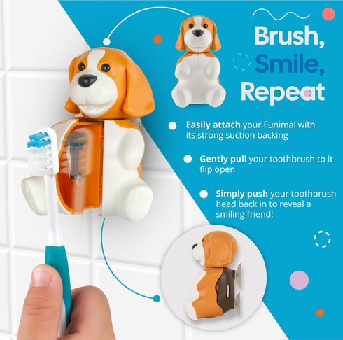 Flipper Fun Animal Turtle Toothbrush Cover – Kids Toothbrush Holder with Suction Cup for Bathrooms