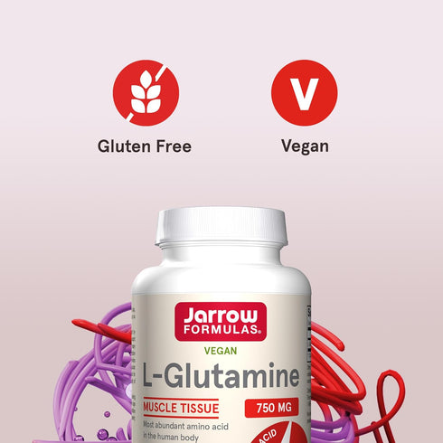 Jarrow Formulas L-Glutamine 750 mg, 120 Veggie Capsules for Immune and Muscle Support