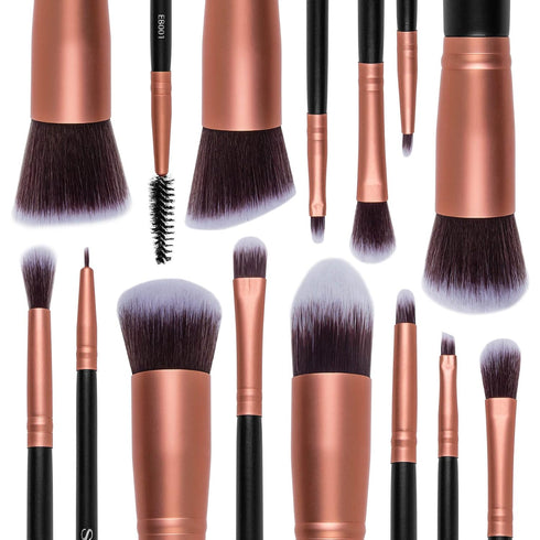 SHANY Makeup Brushes - Rose All Day 14-Piece Brush Set for Foundation, Powder, Concealers, Eye Shadows