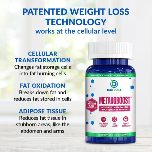 BioTrust MetaboBoost Weight Loss Supplement, Appetite Suppressant, Calorie Fat Burner, 60 Capsules