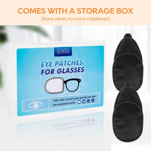 eZAKKA Eye Patches for Adults and Kids, Medical Soft Eye Patch for Lazy Eye Amblyopia Strabismus (Black+Black)