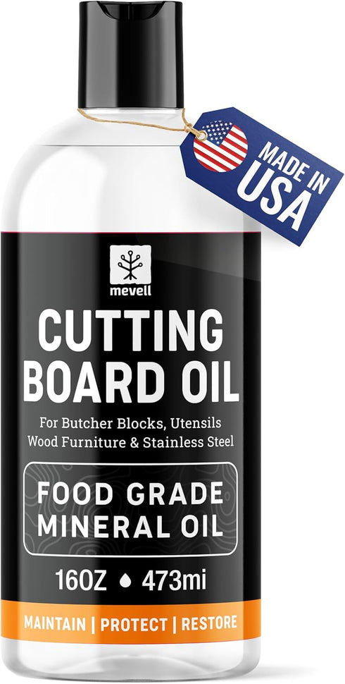 Food Grade Mineral Oil for Wood Cutting Board, 16oz, Food Safe USP Certified Cutting Board Oil