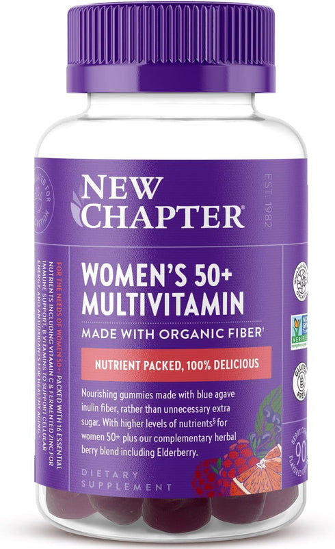New Chapter Womens 50+ Multivitamin Gummies 52% Less Sugar, Womens Healthy Aging Gummy Vitamins