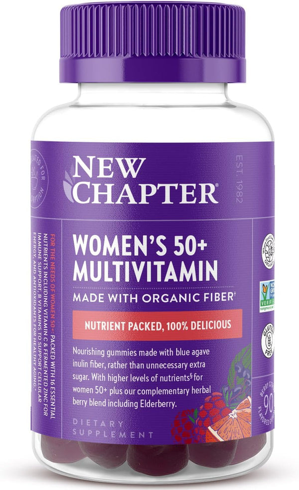 New Chapter Womens 50+ Multivitamin Gummies 52% Less Sugar, Womens Healthy Aging Gummy Vitamins