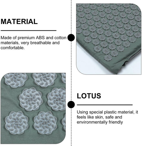 Set, Abaodam Acupressure Massage Mat and Pillow Washable Yoga Relief Mat with Acupuncture Therapy Pillow, Portable Grey