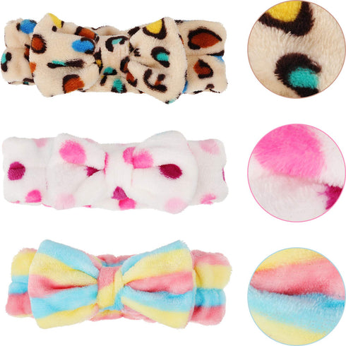Hicarer 3 Pcs Spa Headband for Women - Soft Microfiber Bowtie Terry Cloth Headband for Makeup and Washing Face