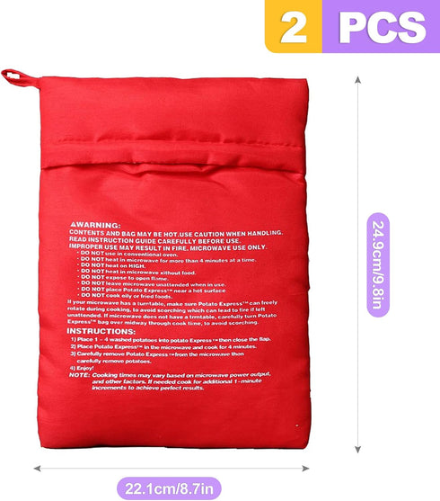 ZeriLion 2 Pack Yummy Microwave Potato Bags for Baking Potatoes - Reusable Microwave Cooker for Fast Perfectly Cooked