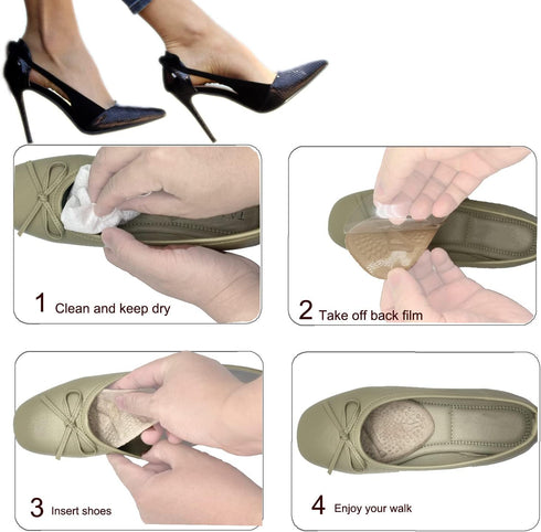 Metatarsal Pads for Women – Ball of Foot Cushions, Soft Gel Insole Shoe Inserts, Foot Pain Relief (Beige, 2 Pairs)