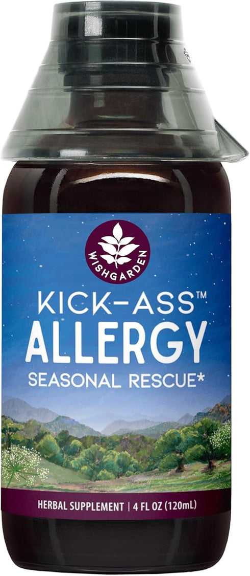 WishGarden Herbs Kick-Ass Allergy - Plant-Based Non-Drowsy Herbal Supplement with Nettle Leaf, Echinacea & Yerba Santa,