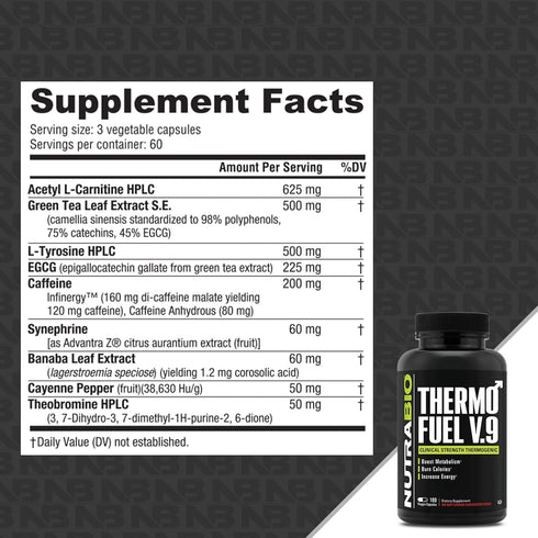 NutraBio ThermoFuel V.9 for Men - 180 V-Caps