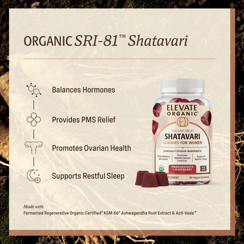 SRI-81 Gummies (30 Shatavari Vegan for Women, Asparagus racemosus Root Extract with Acti Veda, Pomegranate