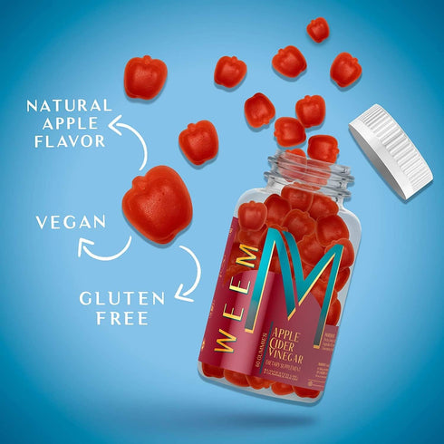 Gummies B12 WEEM Apple Cider Vinegar - Natural, Vegan ACV with Folic Acid- Gluten Free - Vitamin - Premium Detox