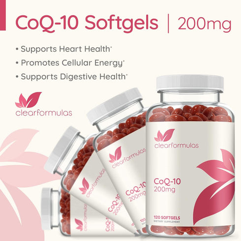 ClearFormulas Pure CoQ10, 200mg Per Serving, 120 Softgels, Quick Absorption, Non-GMO