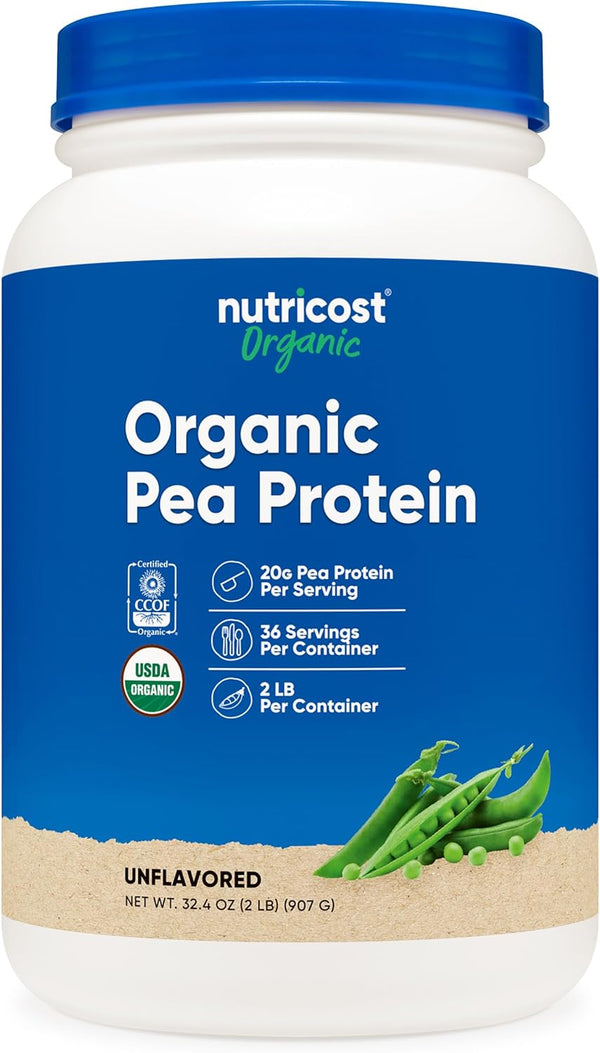 Nutricost Organic Pea Protein Isolate Powder - 2LBS - Unflavored, Certified USDA Organic, Gluten Free