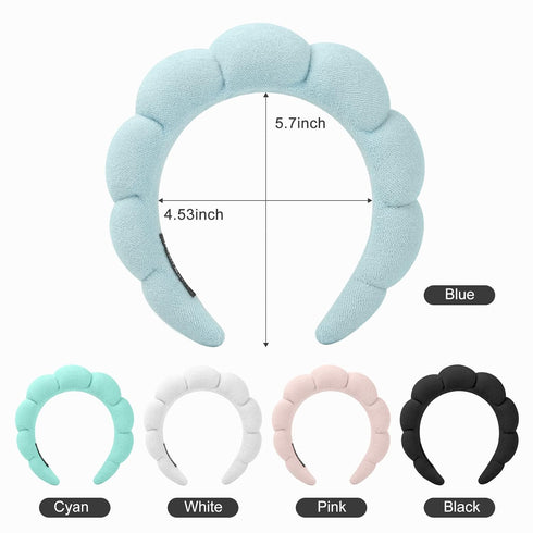 Sponge Spa Headband for Women, Soft Terry Towel Cloth Fabric with 2PCS Wrist Washband for Skincare.