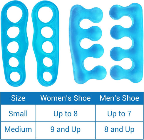 ViveSole Toe Separators for Men & Women Small (2 Pairs) - Silicone Gel Spreaders for Plantar Fasciitis, Bunions