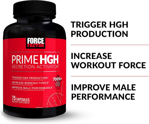 FORCE FACTOR Prime HGH Secretion Activator, 2-Pack HGH Supplement for Men, 150 Capsules to Improve Performance