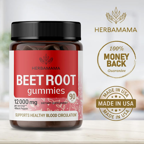 HERBAMAMA Beet Root Gummies - Chewable Vitamins from Beet Root Extract | Beet Root Supplements for Bolstering Energy