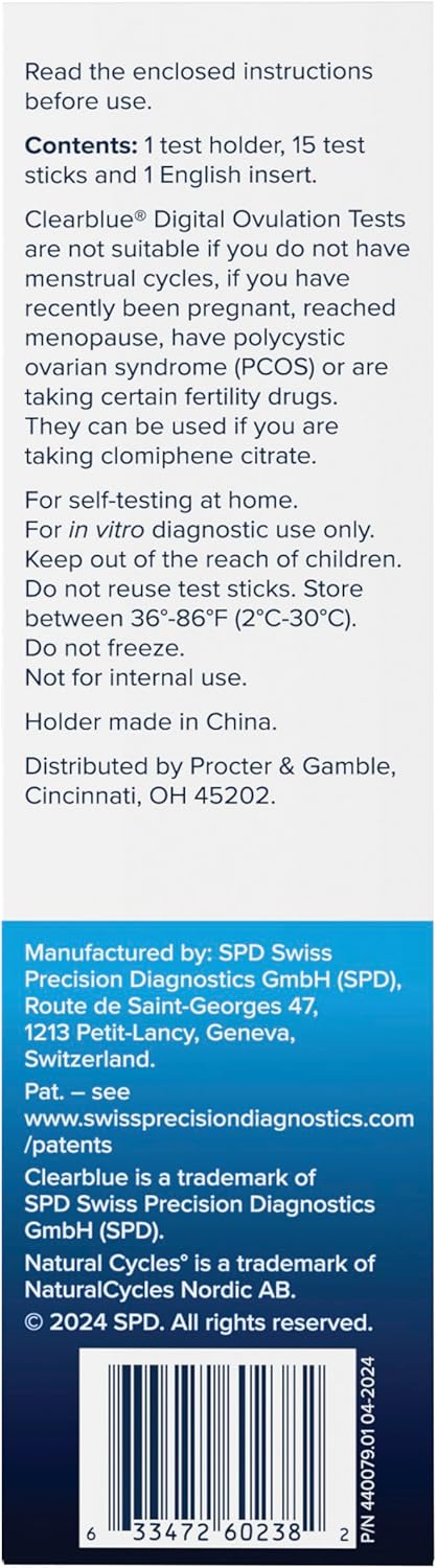Pack, 15 Clearblue & Natural Cycles Birth Control Ovulation Test Refill Digital Ovulation Tests