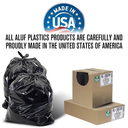 Aluf Plastics RL-3339XH 33 Gallon Trash Can Liners, 100 Count, Thick 1.5 MIL Equivalent, Black