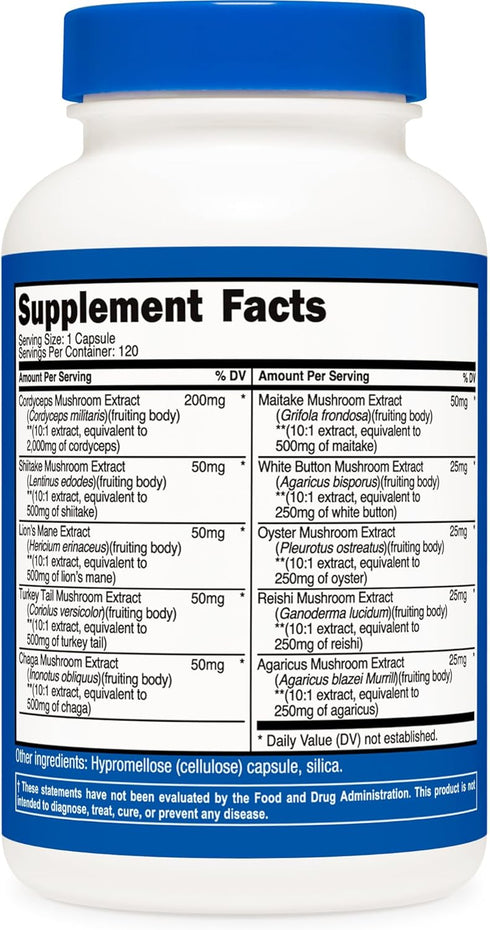 Nutricost Mushroom Complex Supplement, 120 Capsules - 10 Mushroom Blend with Reishi, Maitake, Shiitake, Lion's Mane