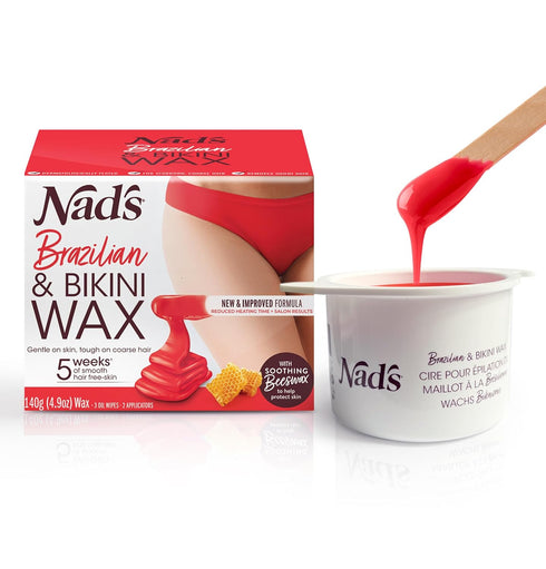 Nad's Brazilian & Bikini Wax Kit, At Home Hair Removal for Coarse Hair