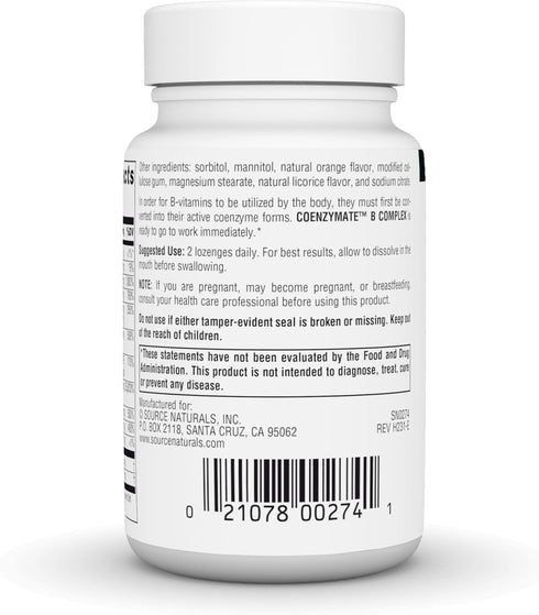Source Naturals Coenzymate B Complex, Orange Flavor, Melts in Mouth, 30 Lozenges