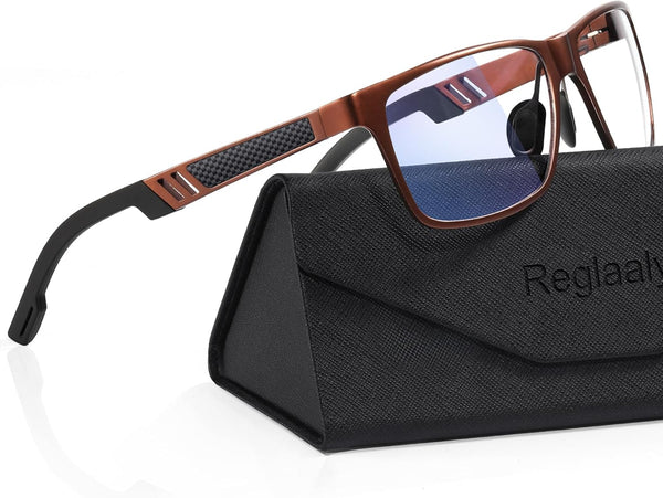 Blue-Light Blocking Glasses for Men/Women, Gaming Eyeglasses with Metal Frame for Computer Screen