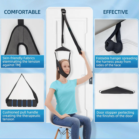 Cervical Neck Traction Device, Over-The-Door Portable Neck Stretcher for Home Physical Therapy