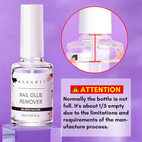 Makartt Nail Glue Kit - Brush on Nail Glue 7ML, Glue Remover 10ML, Cuticle Oil, and Wooden Sticks