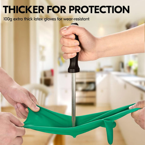 Vgo... 1-Pair Reusable Household Gloves, Extra Thickness Rubber Dishwashing Gloves for Kitchen Cleaning (Size XL, Green)