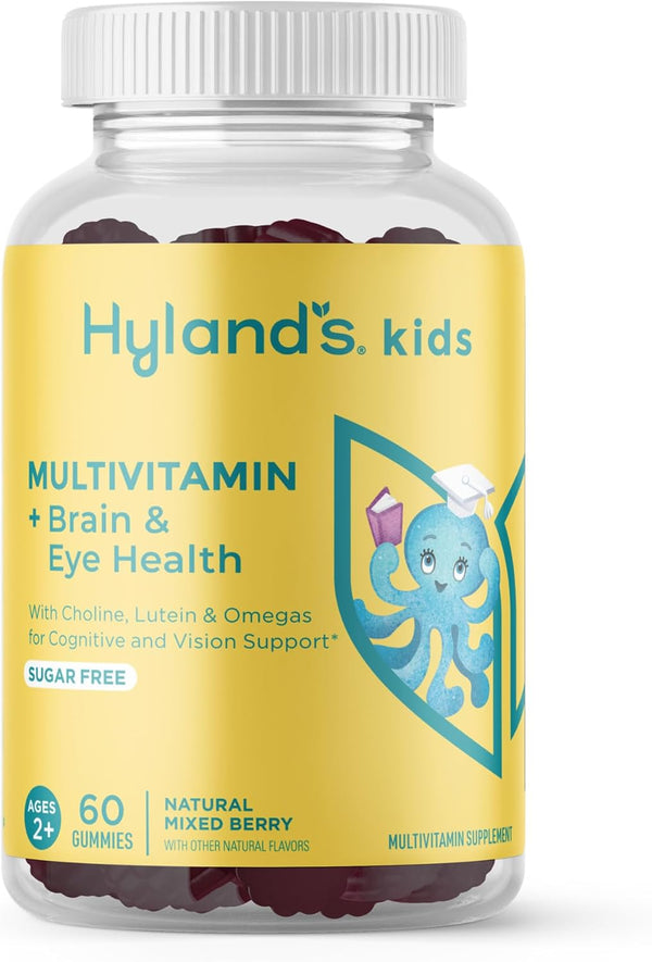 Hyland's Kids Multivitamin + Brain & Eye Health, Sugar Free Natural Mixed