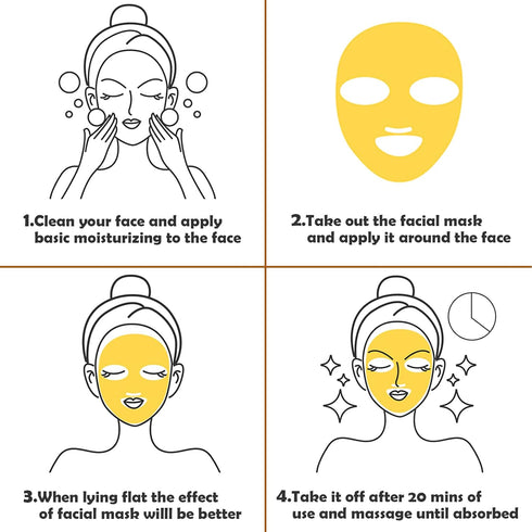 Permotary 6 PCS 24k Gold Crystal Gel Collagen Facial Masks for Deep Moisturizing Skin Care