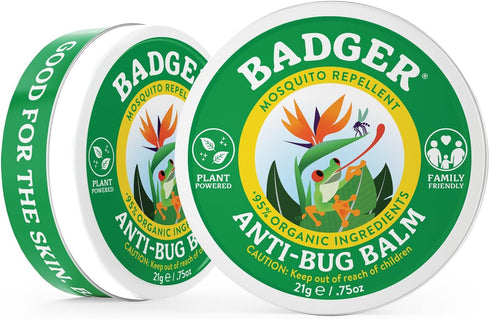 Badger Bug Repellent, Non-DEET Mosquito Repellent with Citronella & Lemongrass, 75 oz Tin