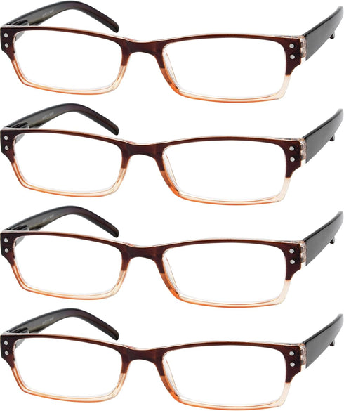 Eyekepper Reading Glasses - 4 Pack with Two-Tone Reader Sunglasses for Men, Women Reading Under The Sun