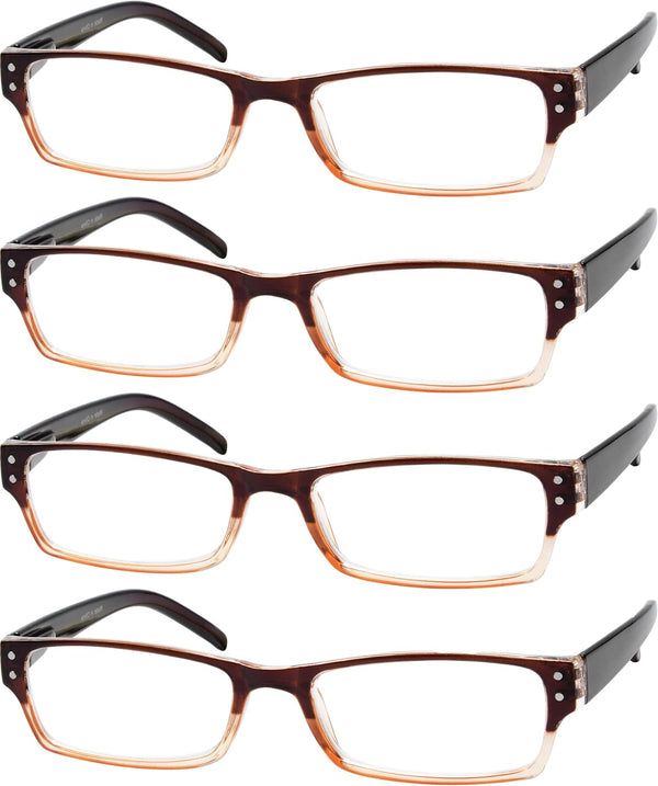 Eyekepper Reading Glasses - 4 Pack with Two-Tone Reader Sunglasses for Men, Women Reading Under The Sun