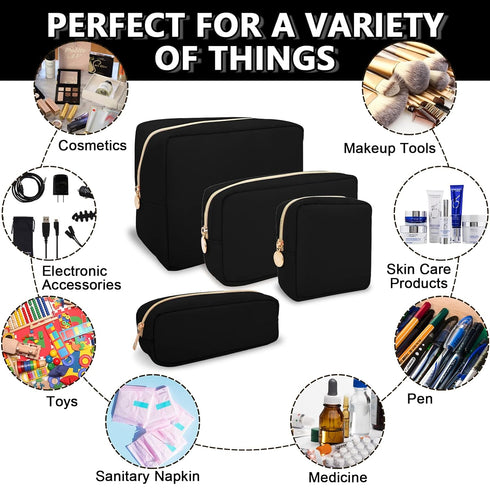 Small Cosmetic Bag Pouch Nylon Travel Toiletry Organizers Bag for Women Girls, Waterproof Mini Makeup Bag Pouch for