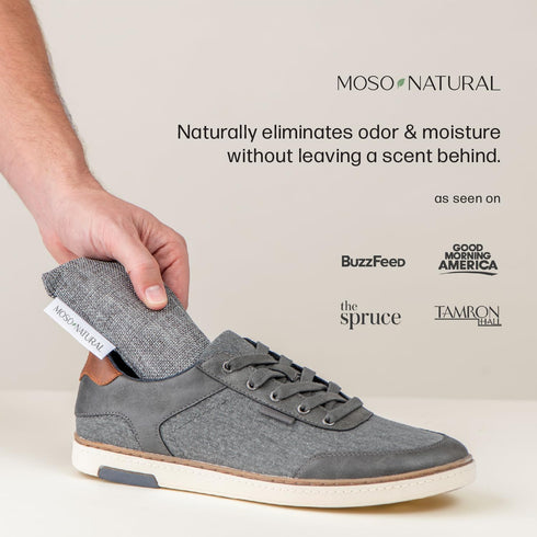 Moso Natural Shoe Deodorizer Inserts, Charcoal Odor Absorber for Shoes, Long-Lasting Unscented Air Purifying Bags (2