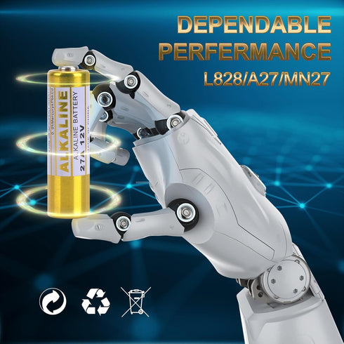 kunying A27 27A 12V (5-Pack) 27A Alkaline Battery - Long-Lasting for Garage Door Openers, Car Key Fobs, Remote Controls