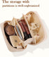 Pocmimut PU Leather Makeup Bag, Open Flat Travel Pouch for Women, Essentials Organizer (Beige)