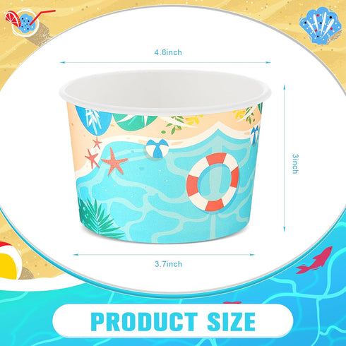 Hsei 50 16oz Summer Pcs Beach Disposable Soup Bowls Ice Cream Cups Snack Paper Bowls Dessert Sundae Yogurt Cups Hot
