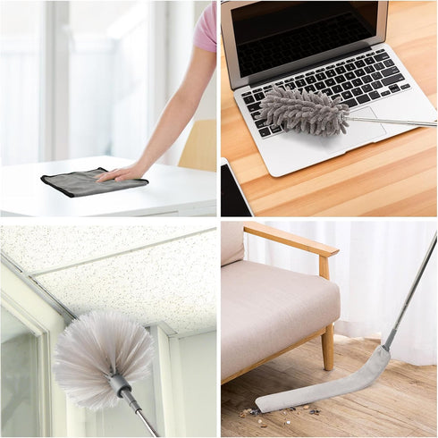 Microfiber Duster Kit, 19 Pcs with 30 to 100 Inches Extension Pole, Washable Feather Duster for Cleaning Ceiling Fans