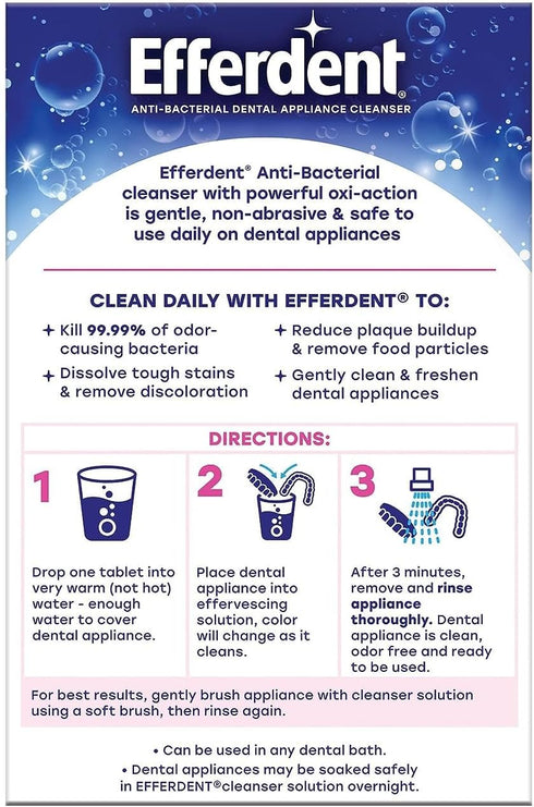 Efferdent Cleaning Tablets for Retainers and Dental Appliances, Complete Clean, 102 Count (Pack of 10)