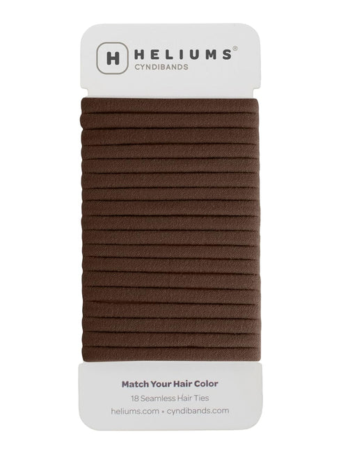 Heliums Thin Seamless Hair Ties - Dark Brown - 6mm Nylon No Damage Ponytail Holders, 18 Pack