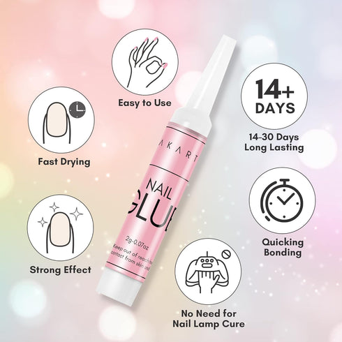 Makartt Super Strong Nail Glue - Professional Adhesive for Acrylic and Press On Nails, 0.07oz, 40Pcs